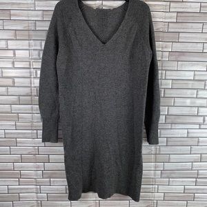 Athleta Cashmere & Wool Grey Long Sleeve V Neck Shift Dress Size Small
